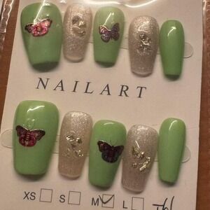 Butterfly & Glitter‎ Press-On Nails – Medium Size